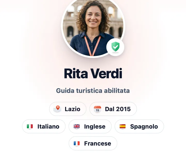 La pagina pubblica di una guida su AskTour: foto, regione, anno di abilitazione e lingue