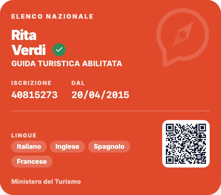 La tessera dell'abilitazione nell'app AskTour, letta dall'Elenco Nazionale delle guide turistiche